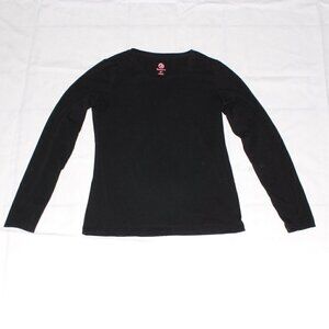 Bossini Womens Medium Black Long Sleeve Tshirt Rounded Neck EUC